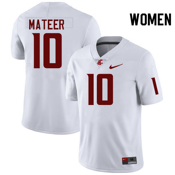 Women #10 John Mateer Washington State Cougars College Football Jerseys Stitched-White